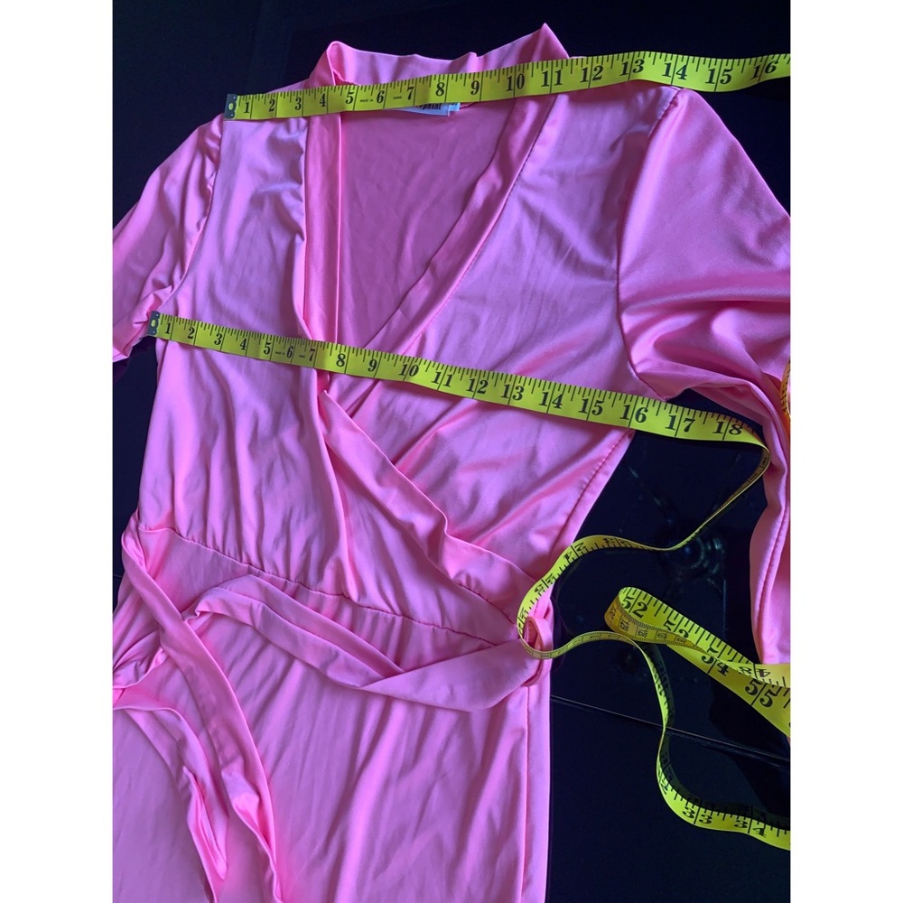 Coral pink surplice body stretch maxi dress, NWOT S - Picture 11 of 12
